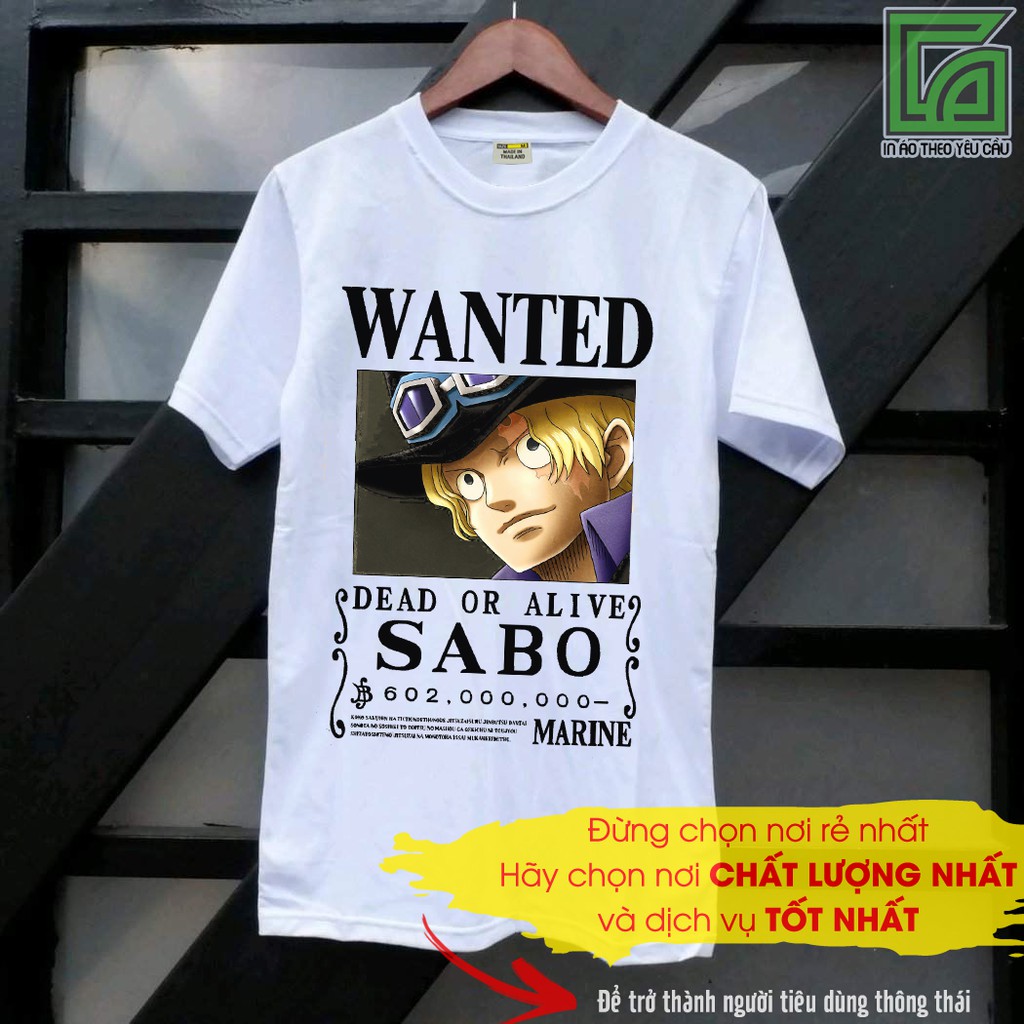 3 Mẫu Áo Thun One Piece Wanted Luffy ACE SABO Bounty 1 Tỉ 500 Triệu Beli Có Nhiều Mẫu S257