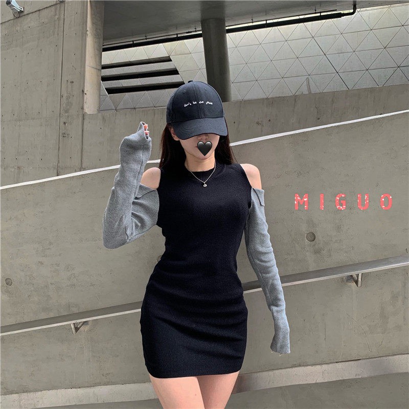 Đầm Dệt Kim Tay Dài Trễ Vai Quyến Rũ Cho Nữ | BigBuy360 - bigbuy360.vn