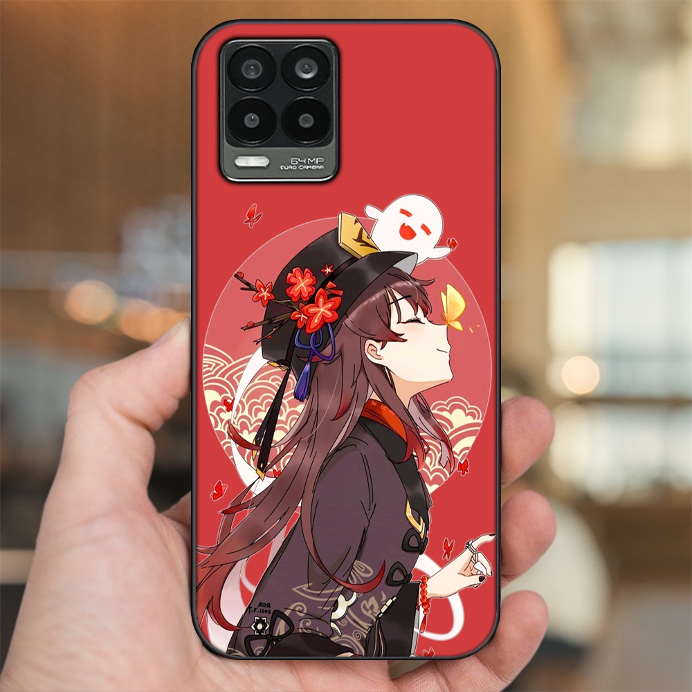 Ốp lưng Realme 8, 8 Pro viền đen in hình Hutao Genshin Impact