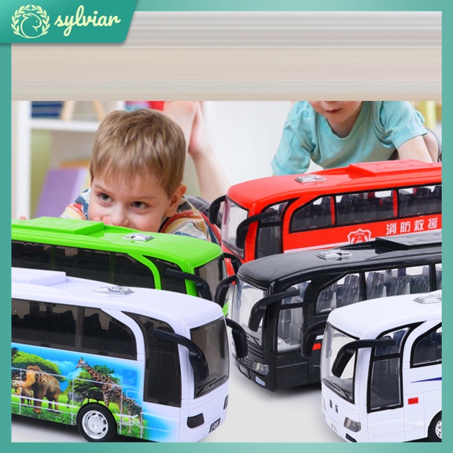 [sylviar] Mô Hình Xe Buýt Trường Mẫu Giáo Có Nhạc Và Đèn Cho Bé