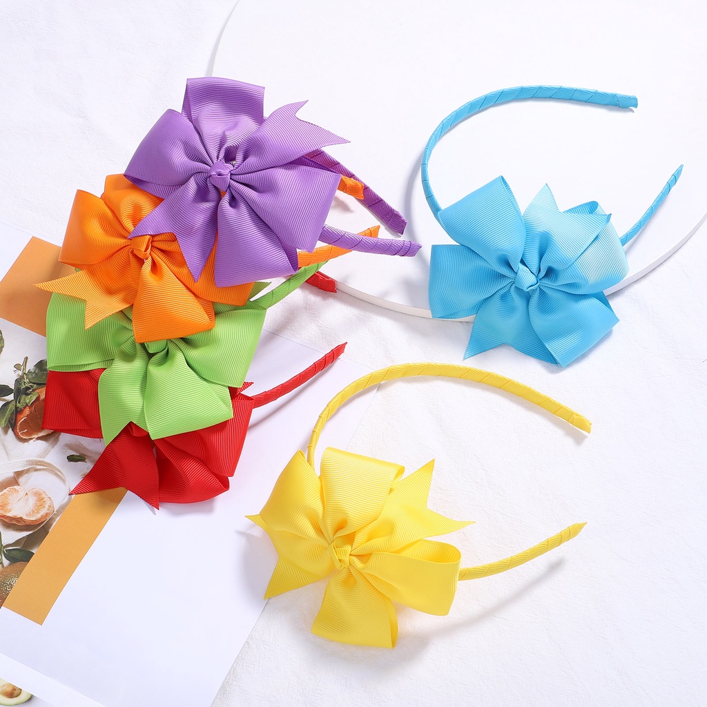 Cài tóc bé gái KIDSBOWS 4.5 inch đính nơ màu trơn thời trang