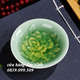 Chén Sứ Cảnh Đức họa tiết vẽ chìm bằng tay (50 ml)