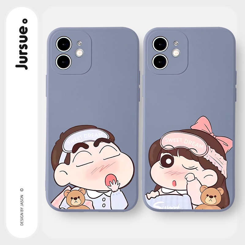 Ốp lưng JURSUE hoạt hình cặp đôi dễ thương đẹp cho iPhone 13 12 11 Pro Max SE 2020 X XR XS 8 7 6S 6 Plus kute Y1997