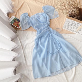 ĐẦM MAXI CỔ TIM RÚT DÂY ( 3 màu )