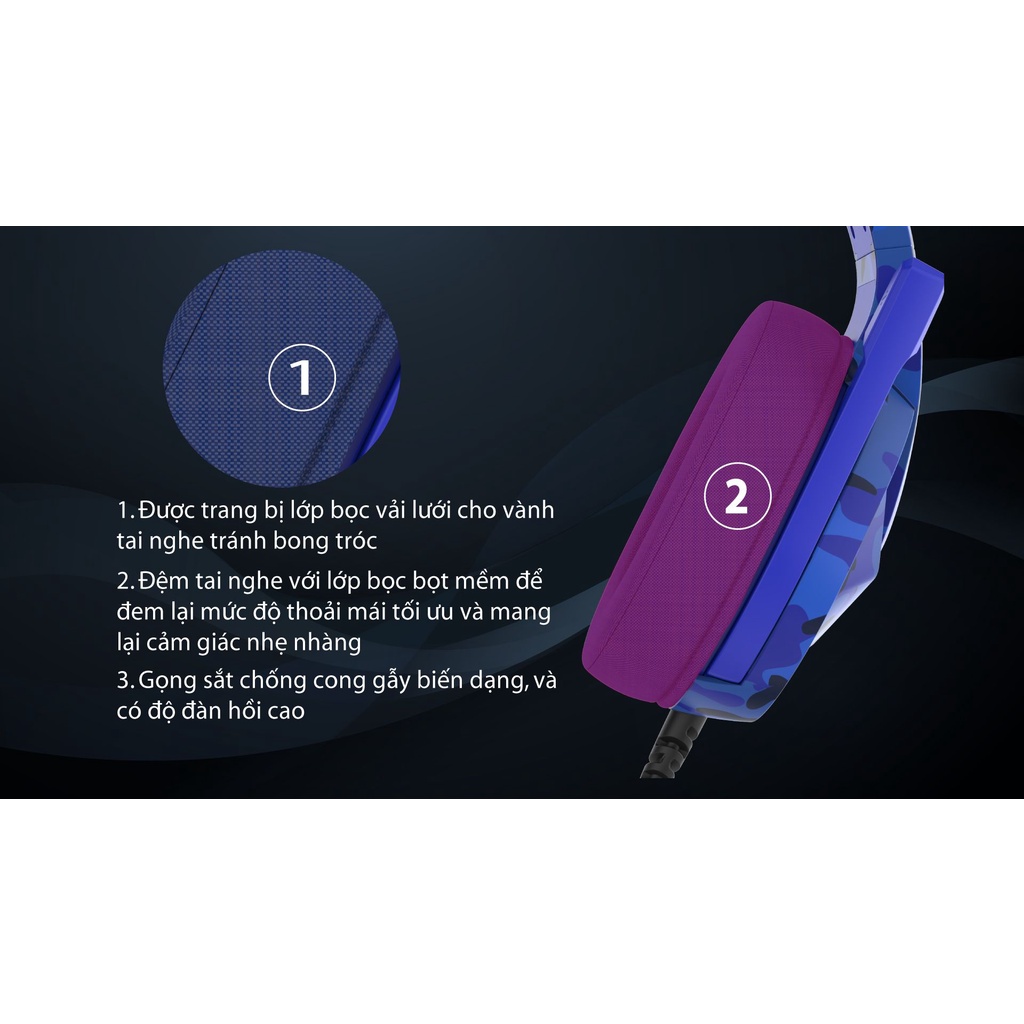 Tai nghe gaming VSP esport VX3 led RGB tích hợp jack 3.5mm có mic và phone (Xanh)