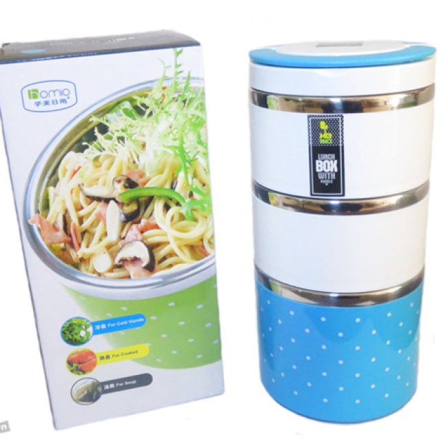 Camen 3 tầng chấm bi - Hộp cơm cao cấp | BigBuy360 - bigbuy360.vn