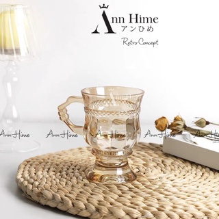 Cốc thủy tinh có quai retro châu âu màu hổ phách