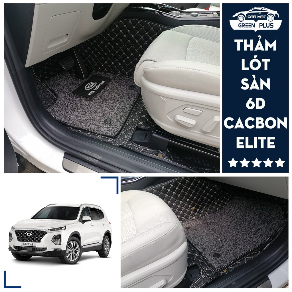 Thảm lót sàn ô tô 5D,6D cao cấp Cacbon Elite Hyundai Santafe