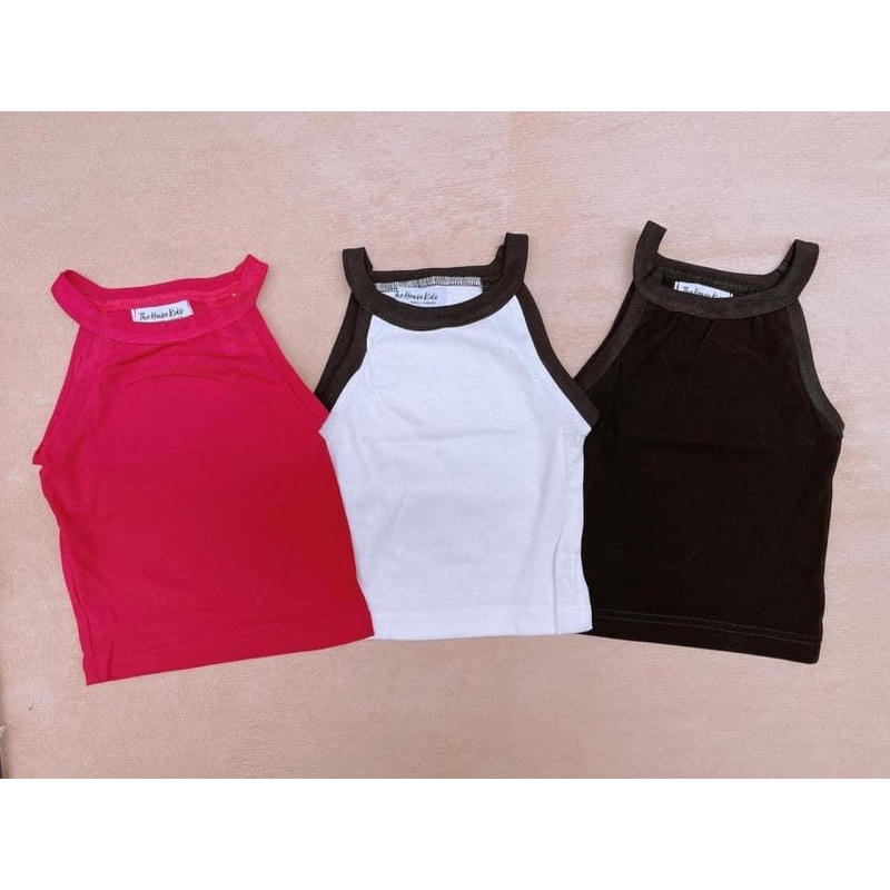 Áo yếm hai dây bé gái 100% cotton cao cấp thoáng mát đen/trắng/hồng - Samyy_vn