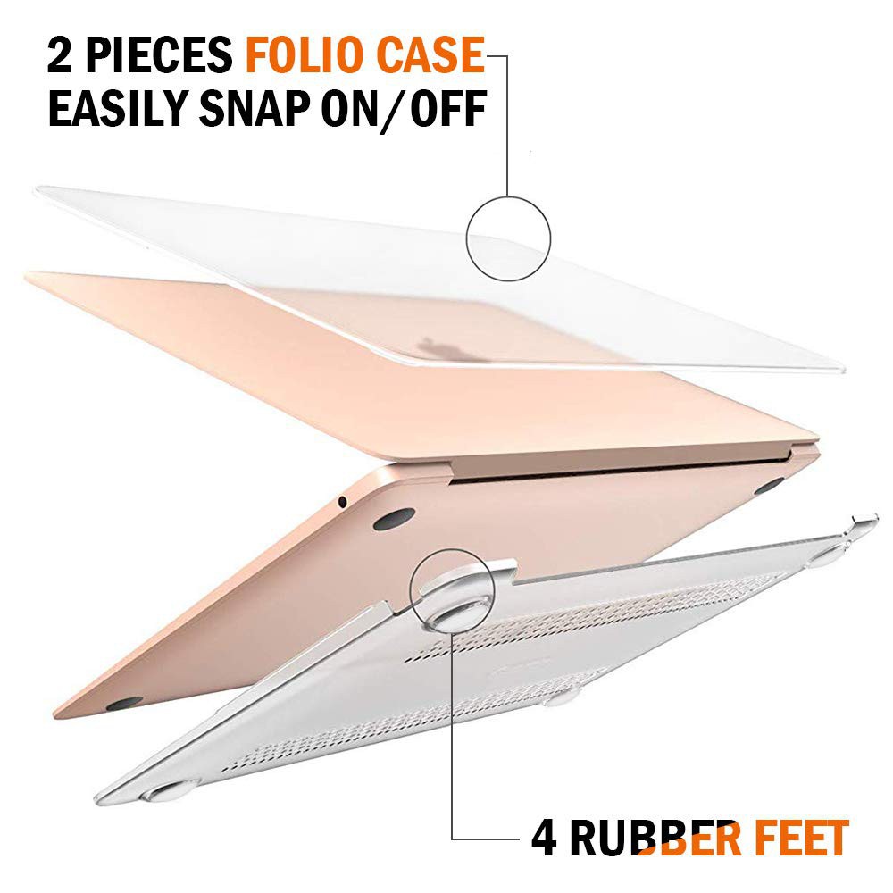 Case bảo vệ Macbook Air 13&quot;( 2018- 2020)  model A1932 trong suốt (Tặng kèm Nút chống bụi + bộ chống gãy sạc)