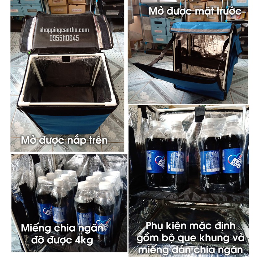 Túi giao hàng giữ nhiệt 38L - 50L quai balo giữ nhiệt giao hàng cơm hộp trà sữa
