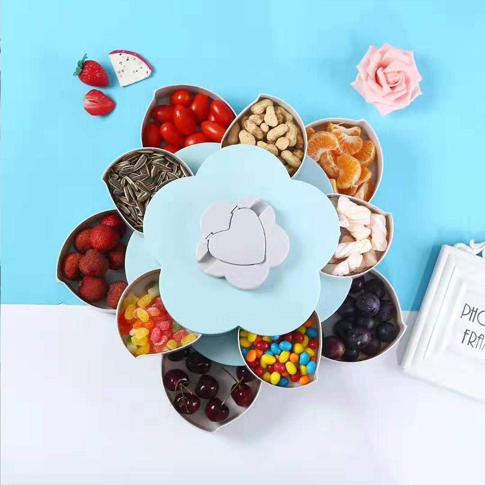 Combo 2 Khay Đựng Mứt Tết 2 Tầng 10 Cánh Xoay 360 độ Trưng Bày bMứt Tết 2022 Sang Trọng