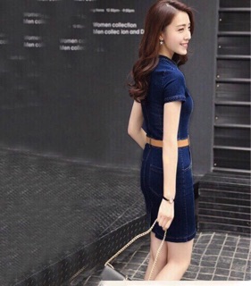 Đầm Jean Body Cổ Trụ