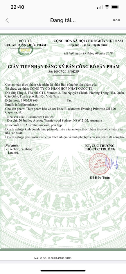 Hoa anh thảo Blackmores Evening primrose oil 190 capsules | BigBuy360 - bigbuy360.vn