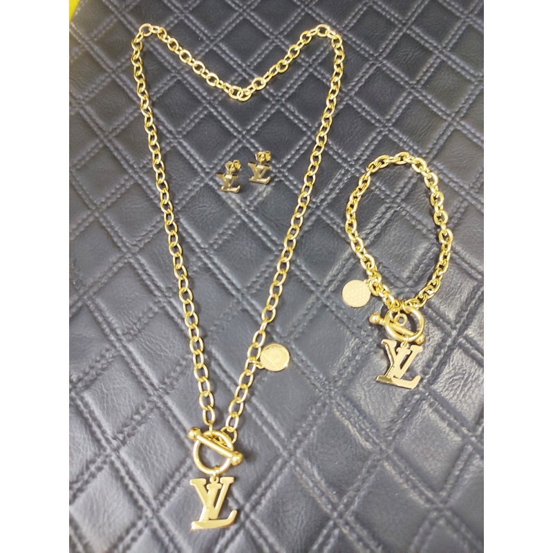 Bộ Trang Sức Dây Xích Logo Titan Ko Đen TT 4315