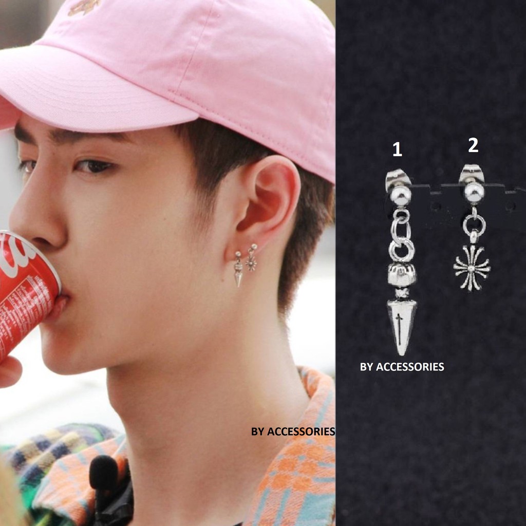 Bông tai unisex chrome heart Vương Nhất Bác UE191001