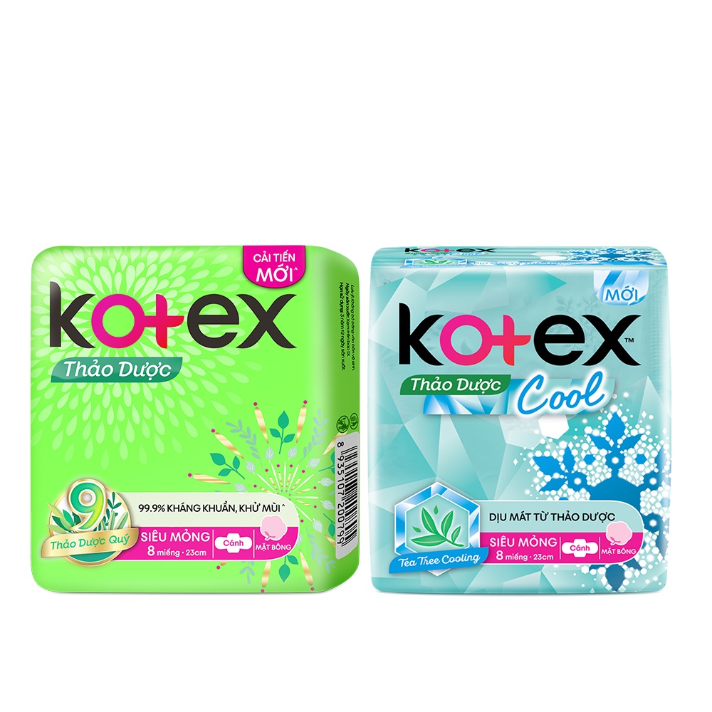 Combo 4 Băng Vệ Sinh Siêu Mỏng Không Cánh 23cm 8 Miếng Kotex MaxCool Mặt Bông Mềm Mại