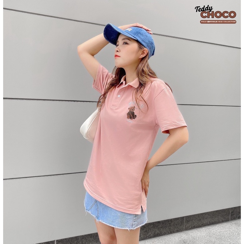 Áo polo unisex &quot;CHOCO TEDDY&quot; chất cotton thoáng mát