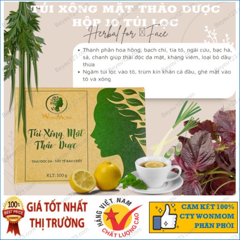 Túi xông mặt thảo dược Wonmom - thải độc da , tẩy tế bào chết 100gr - Việt Nam