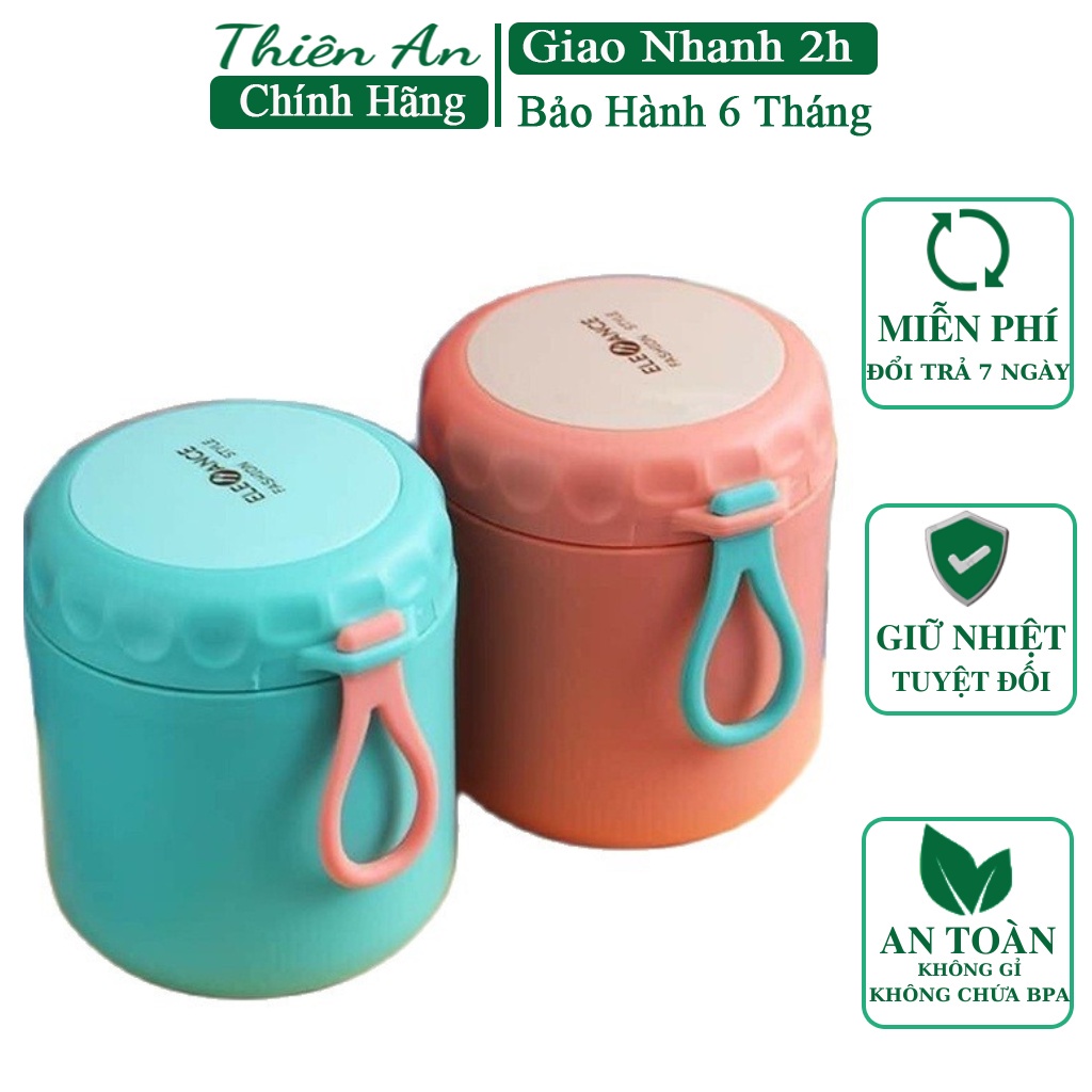 Bình ủ cháo cho bé, cốc đựng canh ruột inox giữ nhiệt, tặng kèm muỗng