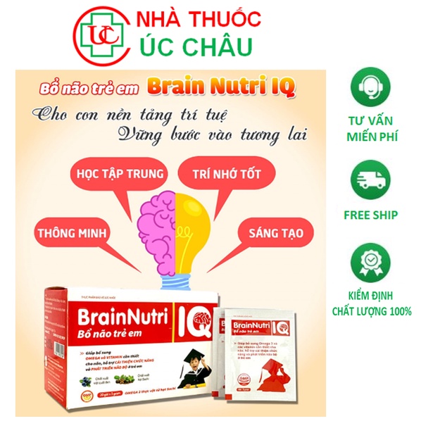 Cốm bổ não trẻ em Brain Nutri IQ (hộp 20 gói), Bổ sung omega 3 và vitamin, phát triển não bộ của trẻ
