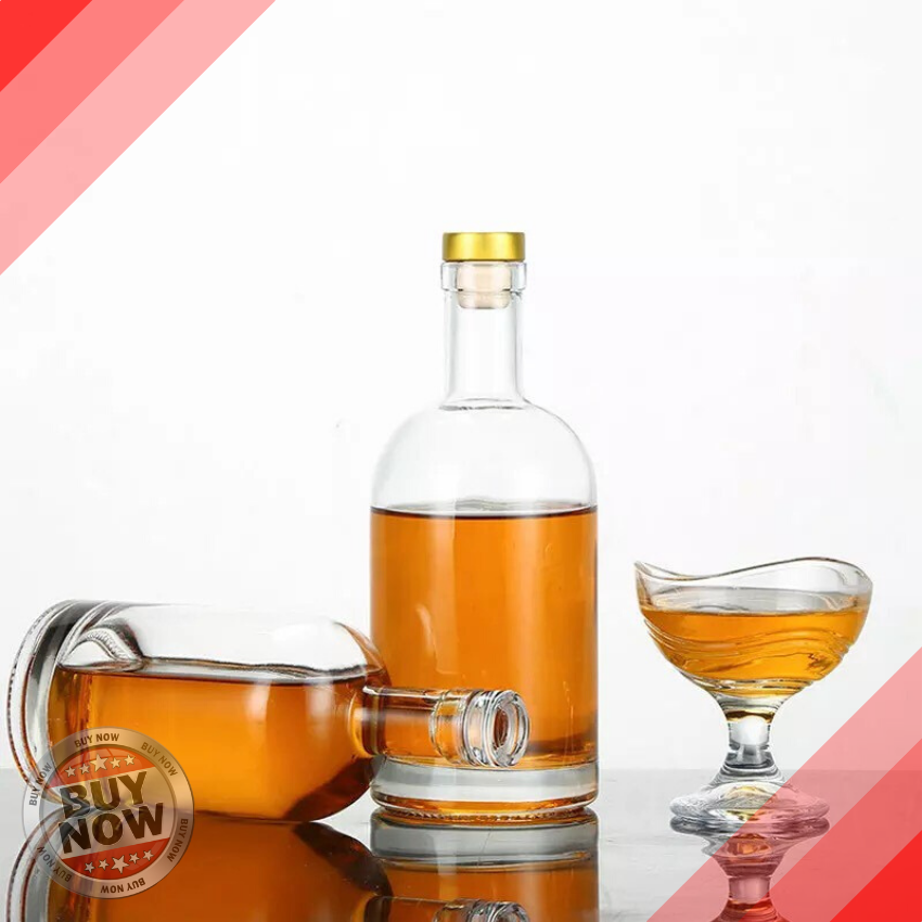 [HÀNG LOẠI 1] Chai Thủy Tinh Đựng Rượu Vodka 500ml - VK50 - Vỏ Chai Rượu Trụ Tròn Nút Bần - Topbanchaynhat