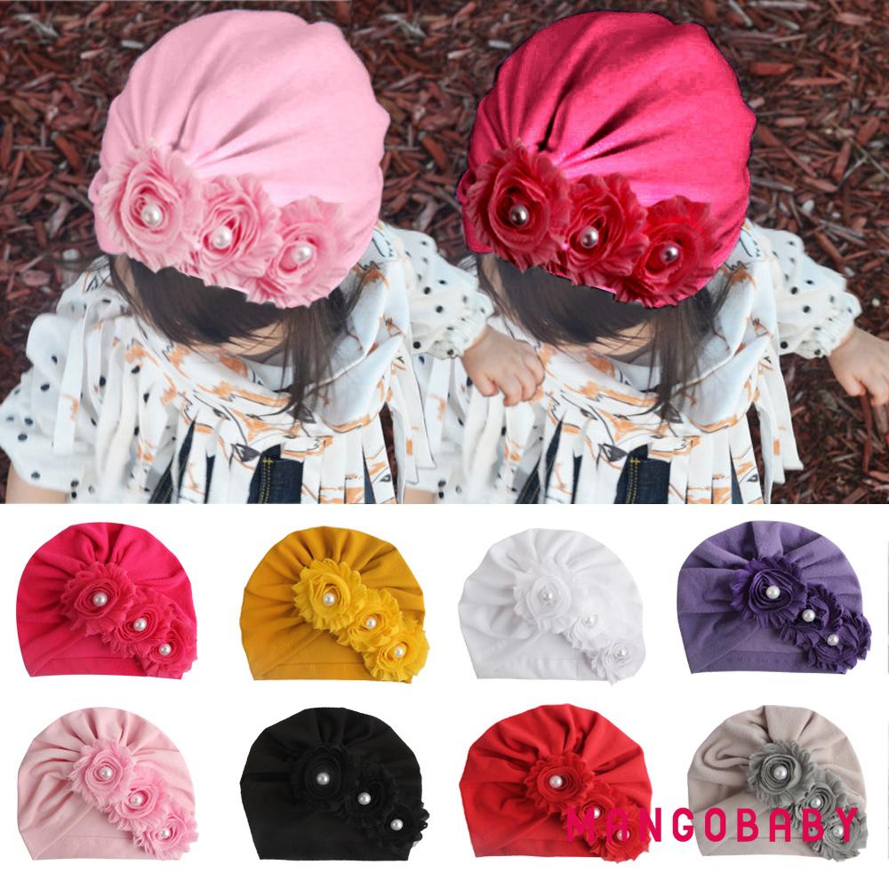 Mũ turban đính hoa đáng yêu cho trẻ em