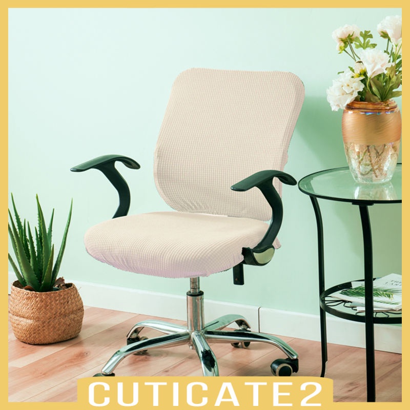 Vỏ Bọc Ghế Ngồi Văn Phòng Chất Liệu Co Giãn Màu Xanh Dương Đậm In Chữ Cuticate2
