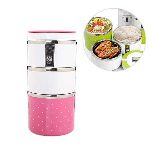 Camen 3 tầng chấm bi - Hộp cơm cao cấp | BigBuy360 - bigbuy360.vn