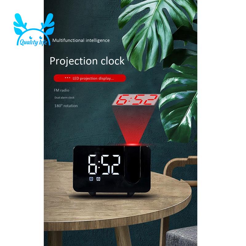 Đồng hồ báo thức gắn trần nhà kỹ thuật số có đèn LED hiển thị nhiệt độ và độ ẩm