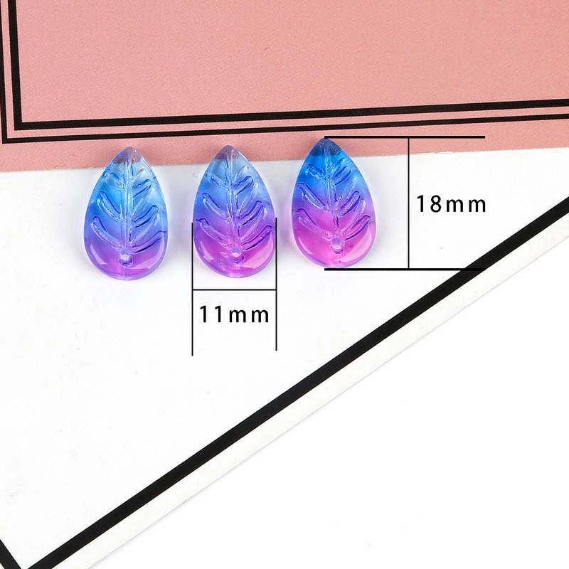 Set 5 mặt phụ kiện hình chiếc lá nhiều màu xinh xắn 18x11mm