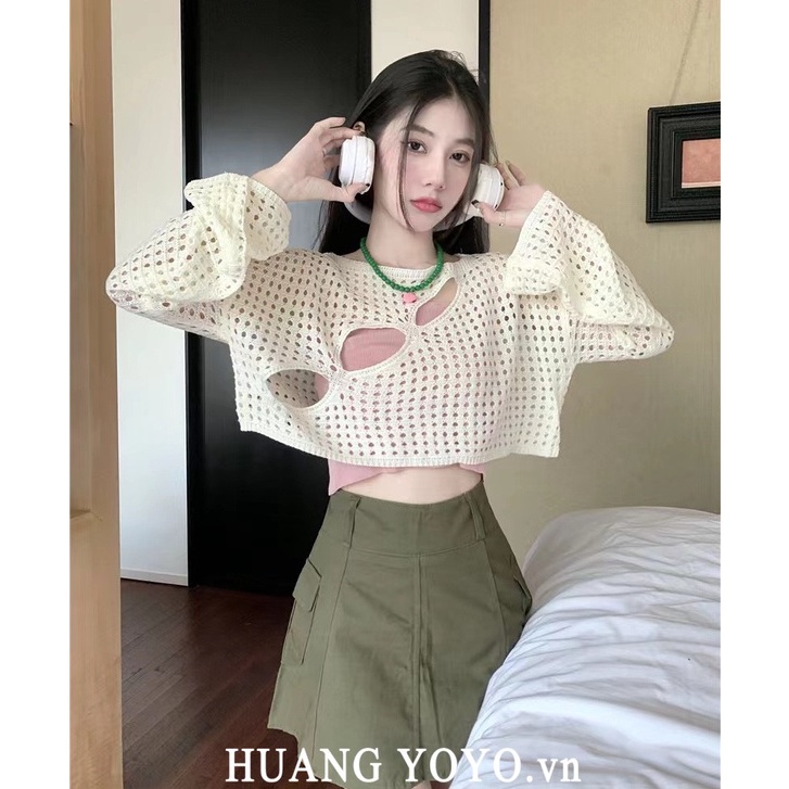 Áo Dệt Kim Tay Dài Dáng Rộng Thời Trang Hàn Quốc Quyến Rũ Cho Nữ