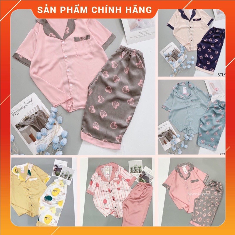 [Siêu Hot]Bộ mặc nhà 🔥Bộ lụa satin họa tiết mặc nhà tay ngắn quần lửng, tay ngắn quần dài mềm mịn