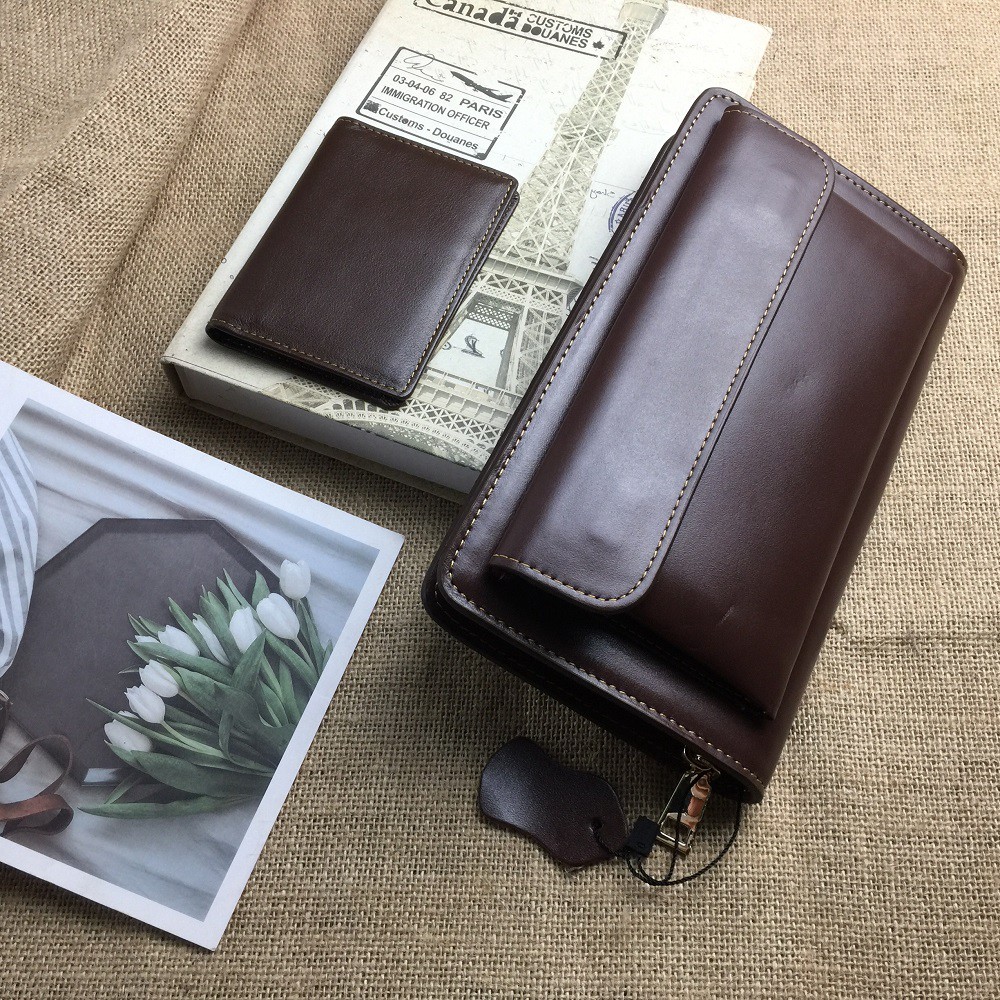 [Da thật] Ví Da Nam Cầm Tay Clutch, Ví Công Sở, 1 Ngăn Nắp Gập CL126 - Bảo Hành 3 Năm