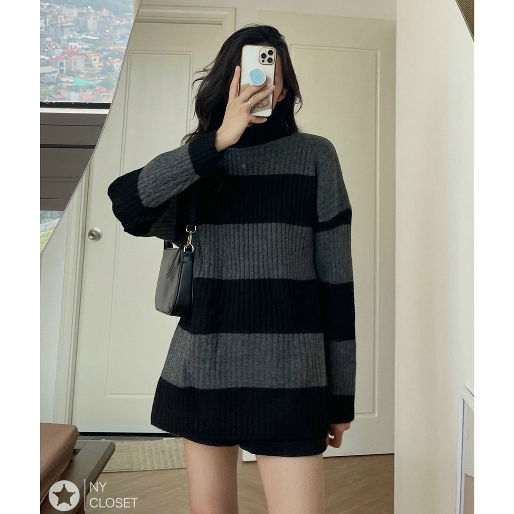 áo len nữ cổ lọ, áo len nữ tay dài form rộng chất len dày dặn mặc bao ấm phong cách cá tính hàng quảng châu cao cấp | BigBuy360 - bigbuy360.vn