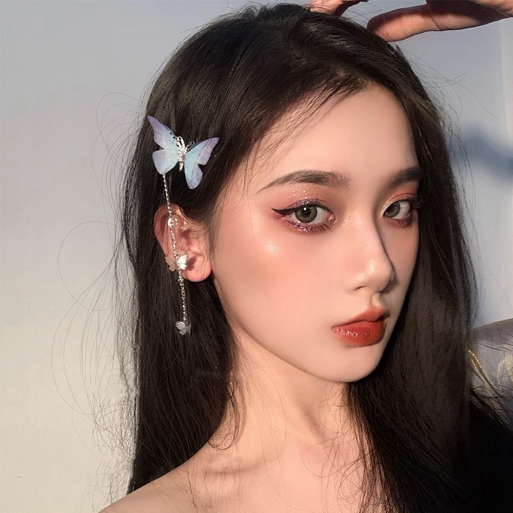 1 cặp kẹp tóc hình bươm bướm phối tua rua nhiều màu phong cách cổ điển cho bé gái