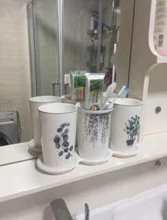 (có sẵn) Bộ cốc sứ đánh răng hình lá
