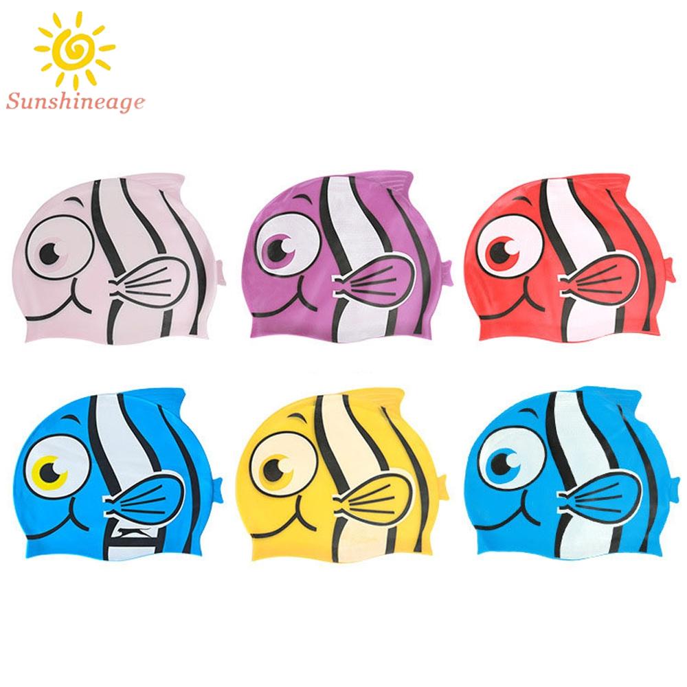 Mũ Bơi Bảo Vệ Tai Chống Thấm Nước In Hoạt Hình Dễ Thương Cho Bé