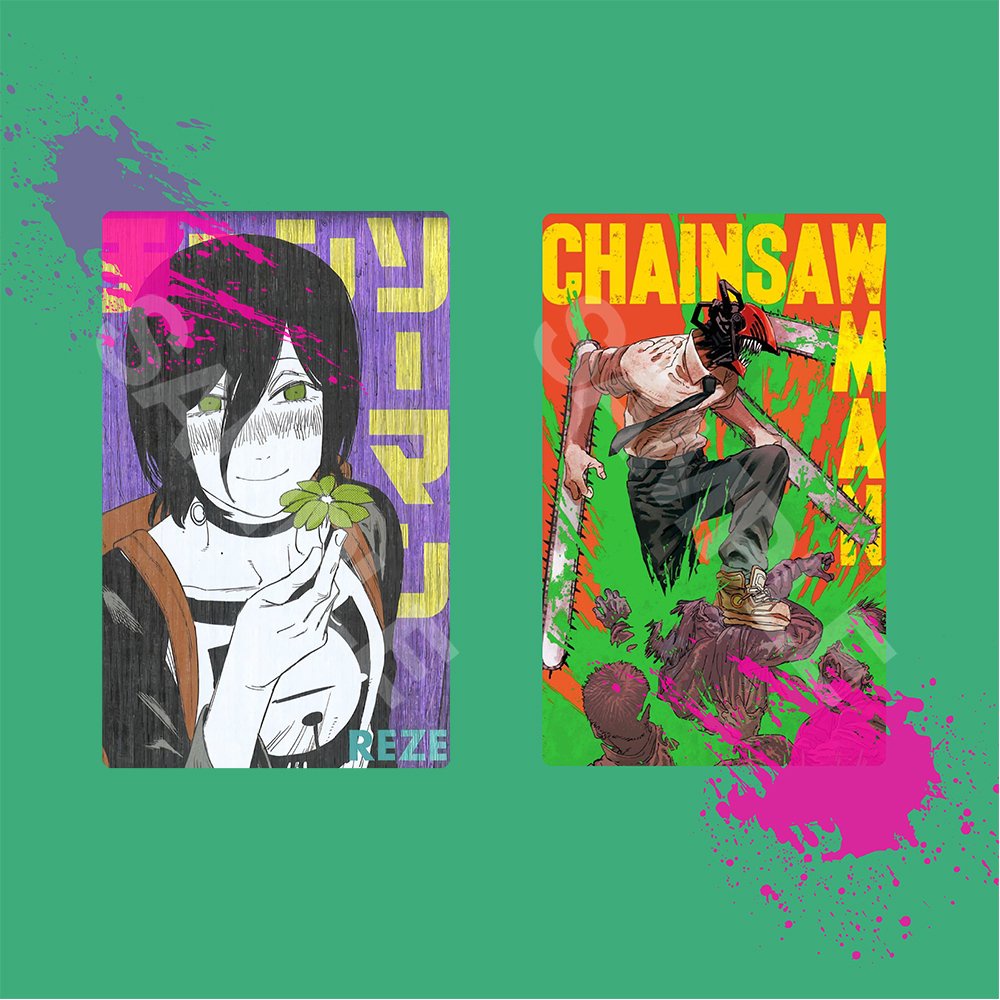 Ảnh card bo góc in hình CHAINSAW-MAN ver COLOR Thợ Săn Quỷ thẻ bo viền 5*8cm #