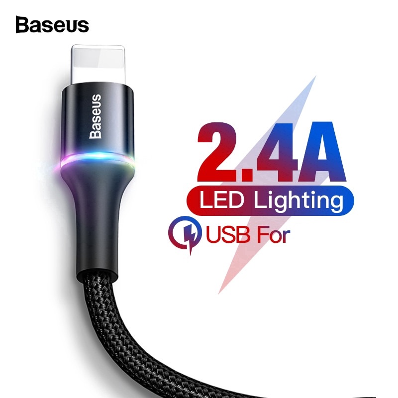 Dây cáp sạc nhanh iP Baseus 2.4A cho lPhone 13 pro 12 Xs Max Xr X 8 7 Plus