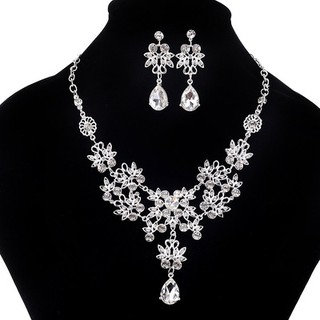 bộ vòng cổ khuyên tai trang sức cô dâu
