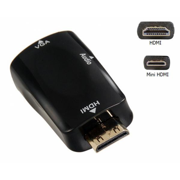 ĐẦU ĐỔI MINI HDMI -&gt; VGA l + AUDIO KINGMASTER KM KY H 126B, ĐẦU ĐỔI MINI HDMI SANG VGA