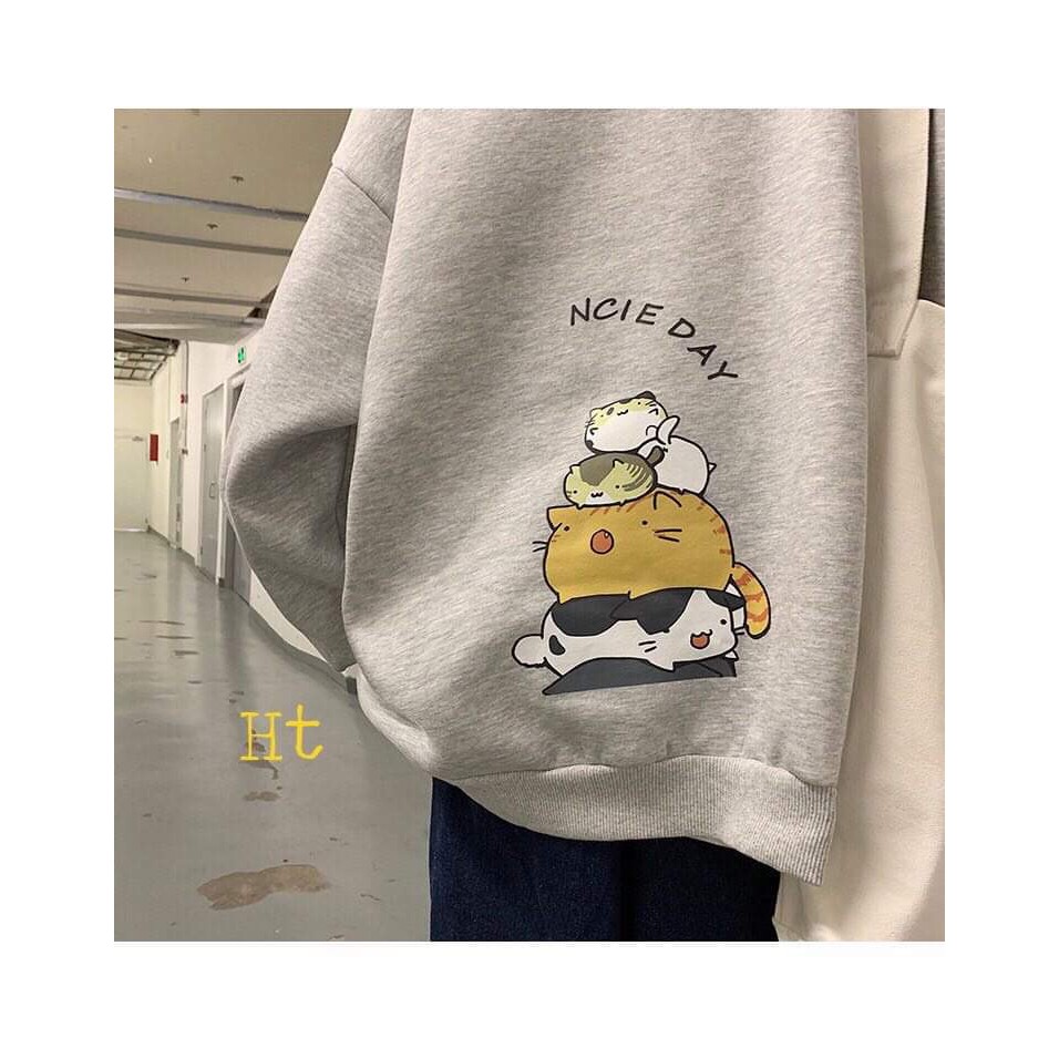 Áo hoodie 3d mèo day in lưng HTH1220