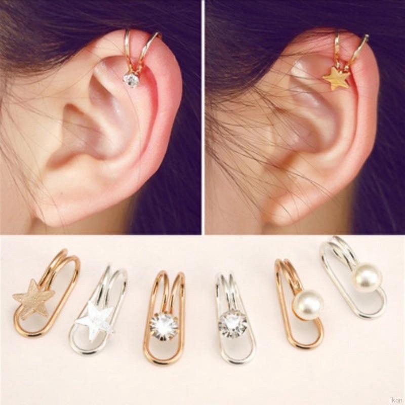 Khuyên tai hình ngôi sao / ngọc trai / chữ U đính đá thời trang cho