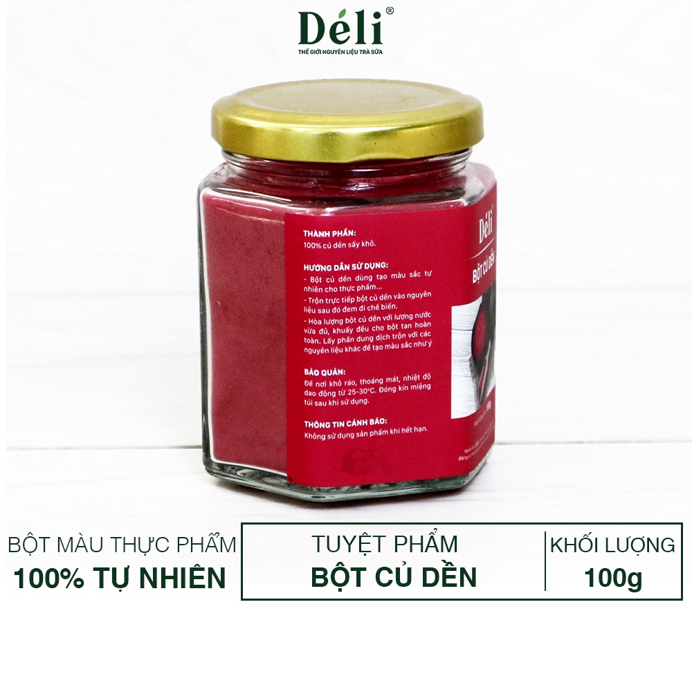 Bột Củ Dền Déli [TINH BỘT SIÊU MỊN] Hủ thủy tinh 100gram, HSD:12 tháng, 100%nguyên chất, nguyên liệu làm bánh, Topping