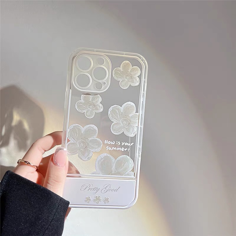 Ốp lưng iphone Hoa Trắng Pretty Good kèm giá đỡ 13promax/13pro/13/12promax/12pro/12/11promax/11/7plus/8plus - Ina Case