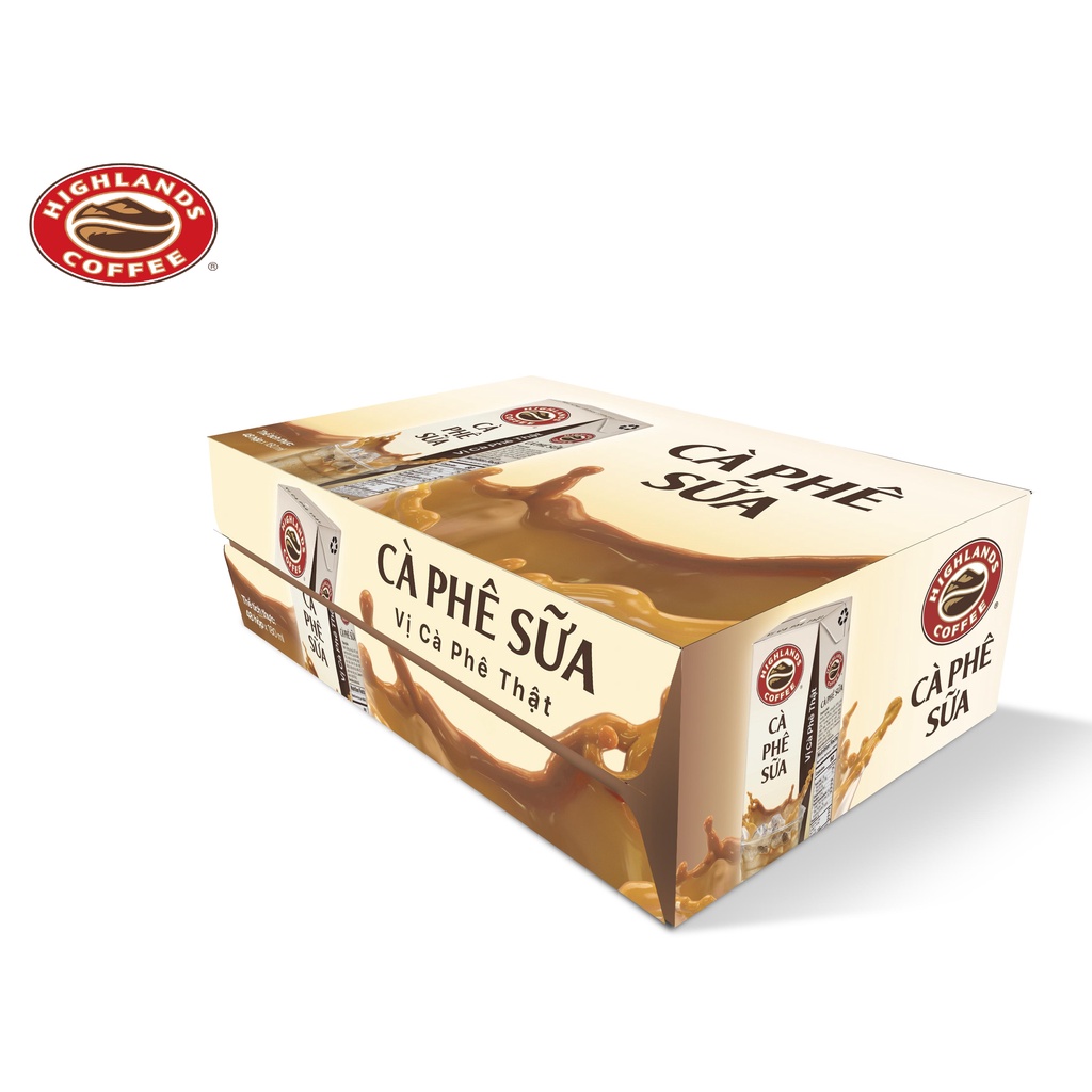 [SenXanh Emart] Thùng 48 hộp Cà phê Sữa Tetra Pack Highlands coffee 180ml