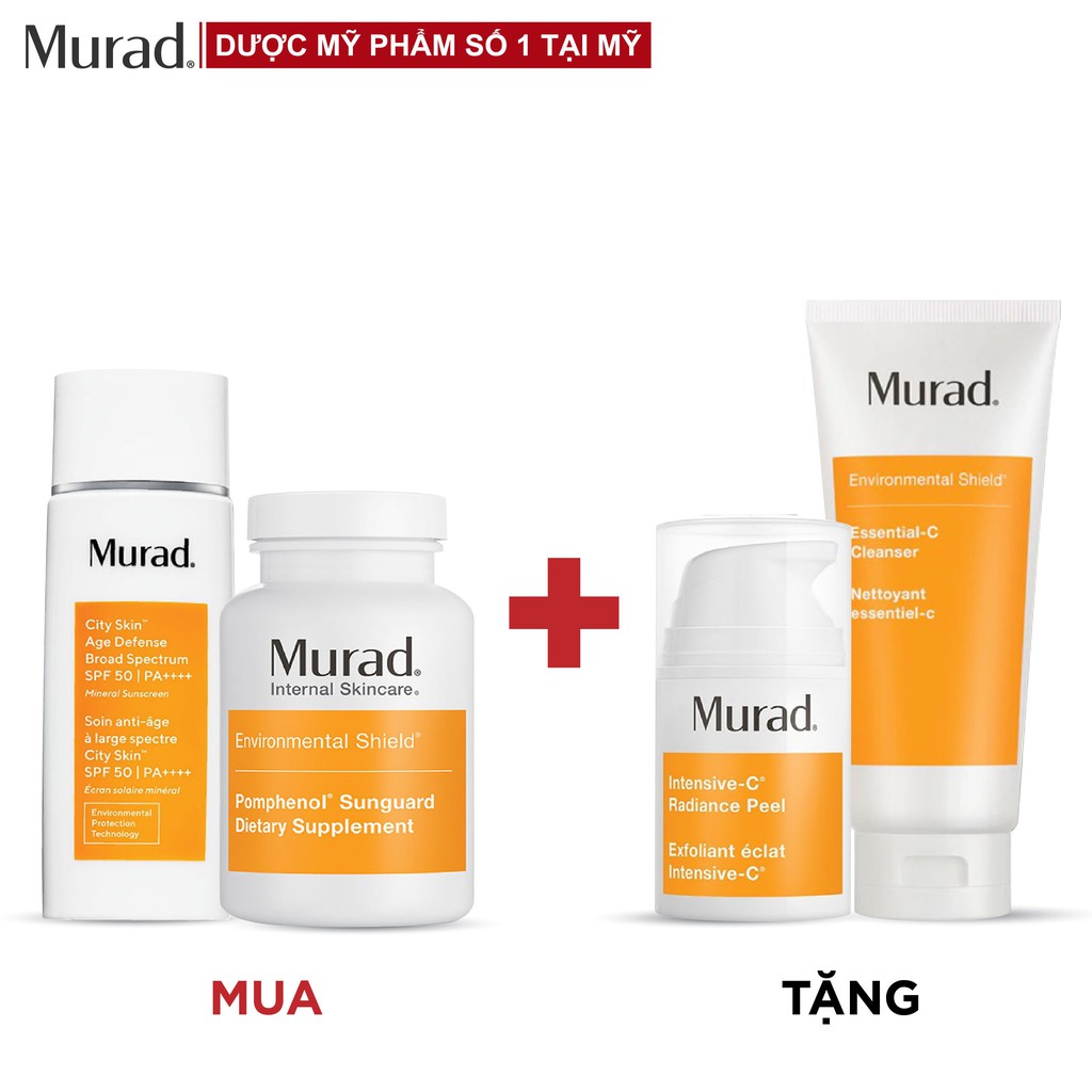 Bộ sản phẩm chống nắng  Murad từ trong ra ngoài Tặng Intensive-C Radiance Peel + Essential-C Cleanser