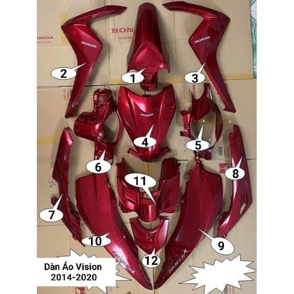 ◕Dàn Áo Vision (2014-2020) Đỏ Đô Chính Hãng Honda