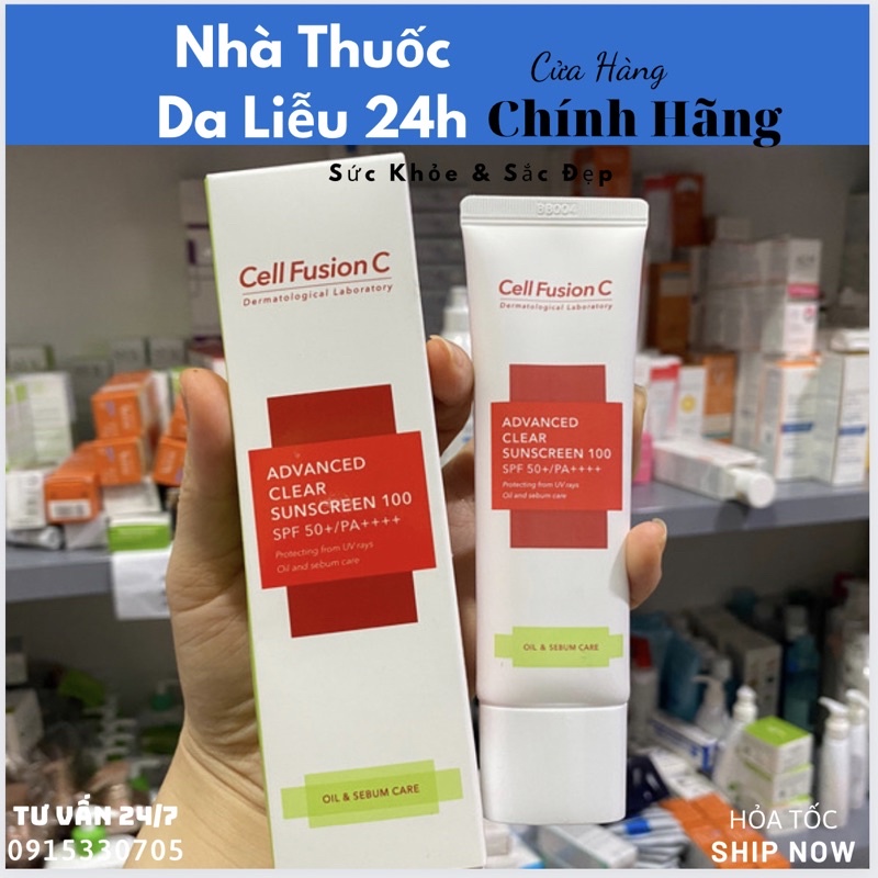 [ CHÍNH HÃNG ] Kem chống nắng Cell Fusion C ADVANCED CLEAR SUNSCREEN 100 SPF50+ PA++++ , kem chống nắng cho da dầu 50ML